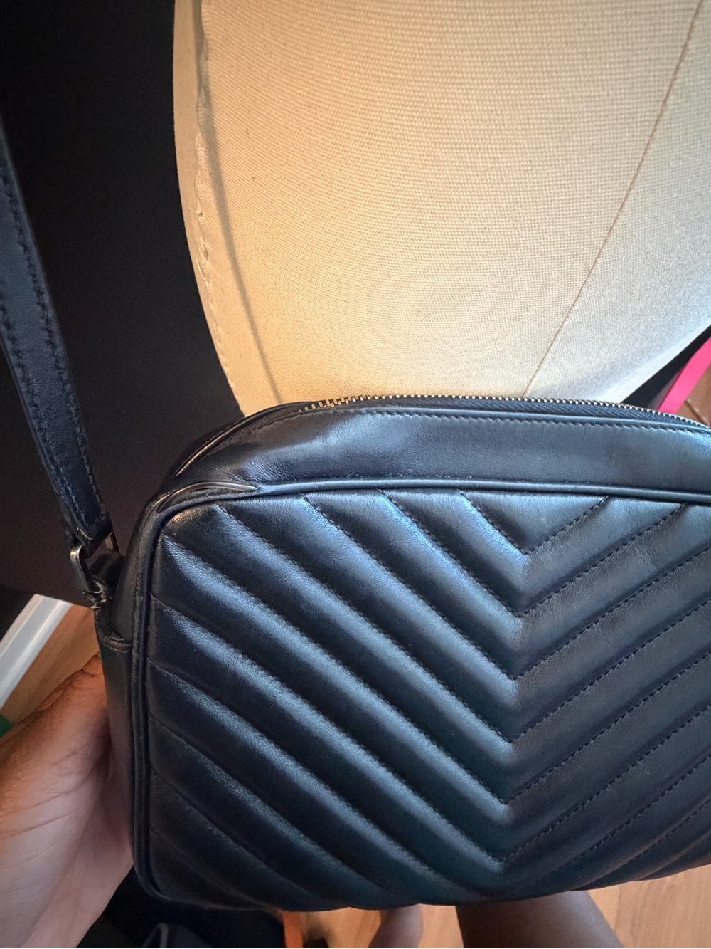 Saint Laurent Black Chevron Quilted Leather Crossbody with Tassel - Picture 5 of 8